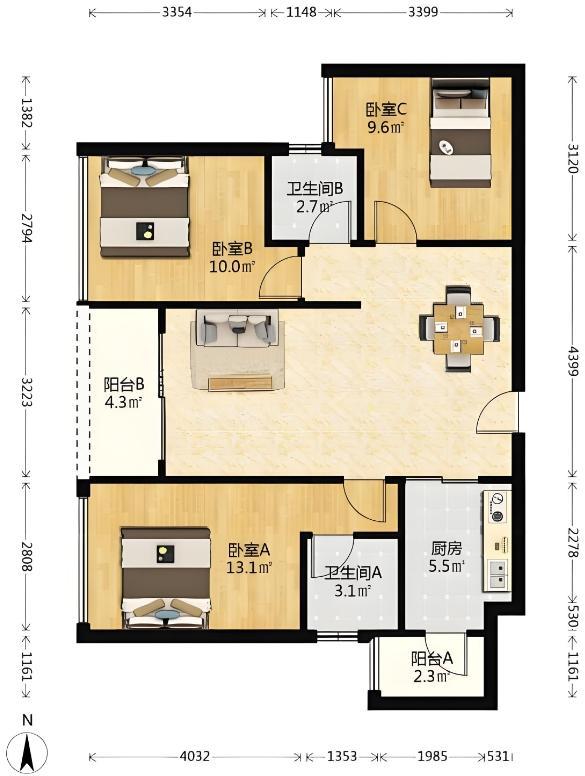 深圳宝安法拍房600万起从87㎡三房到175㎡四房空间利用率及实用性PK-第8张图片-法拍在线官网